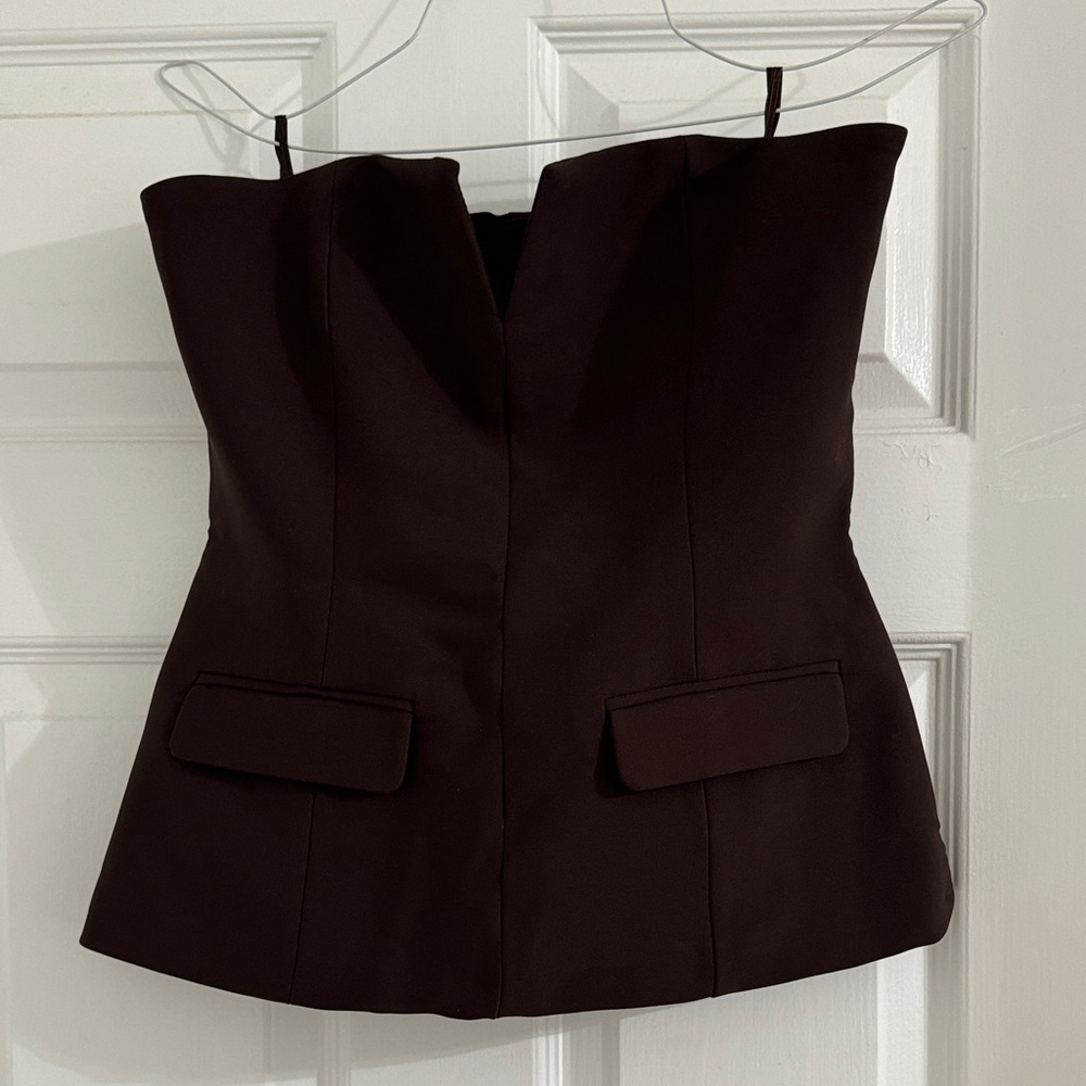Zara Dark Brown Strapless Top